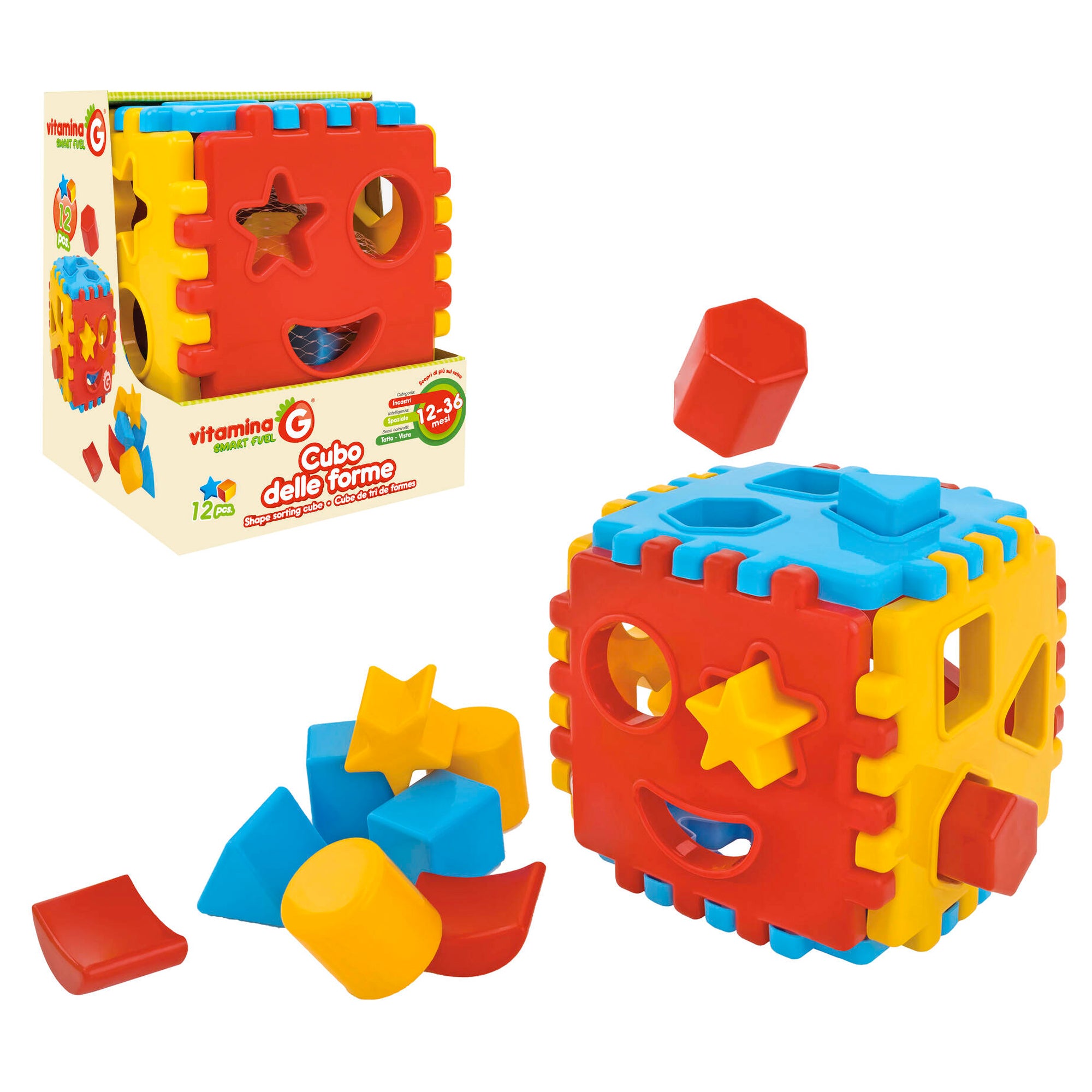 Trudi Sevi 82944 Cubo Forme Incastro Fattoria - Gioco In Legno Con 17 Sagome E Dado, Per Stimolare Forme E Colori, 18x13x18 Cm - 2