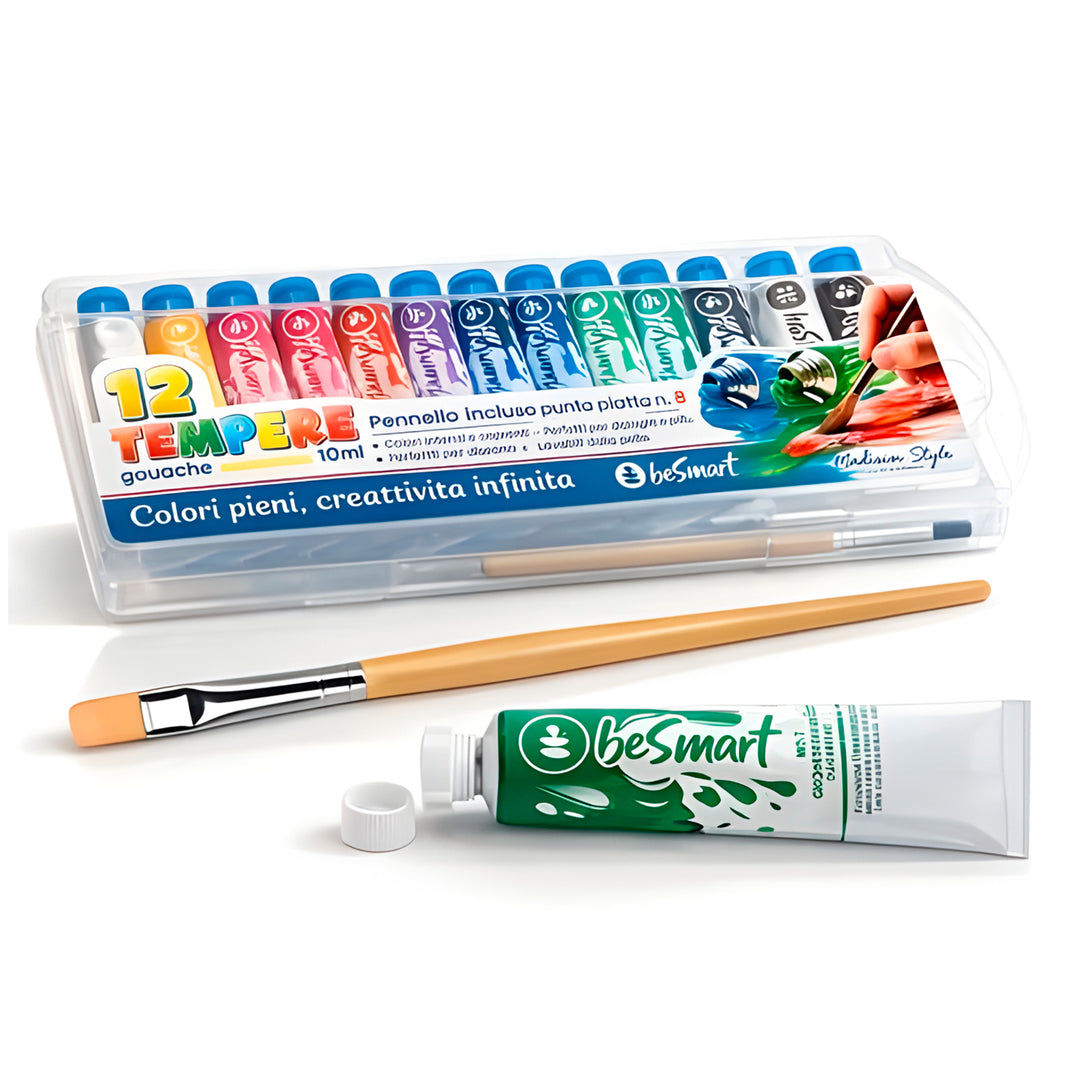 SCATOLA 12 TUBI TEMPERE GOUACHE 10ML BE SMART