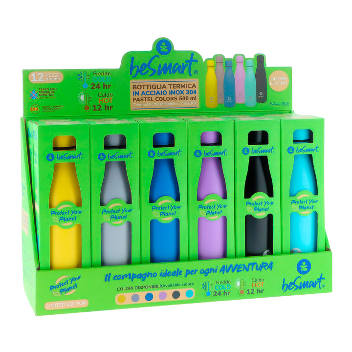 BORRACCIA TERMICA IN ACCIAIO INOX 500ML COLORE PASTELLO