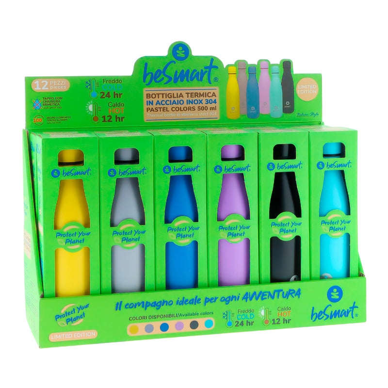 BORRACCIA TERMICA IN ACCIAIO INOX 500ML COLORE PASTELLO