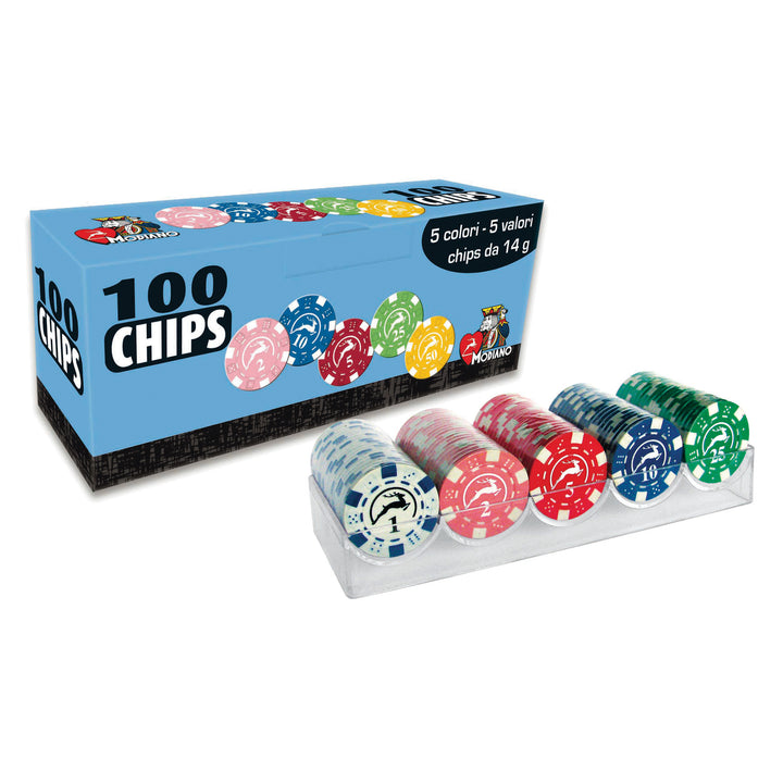 VASSOIO TRASPARENTE 100 CHIPS 14G CON VALORE