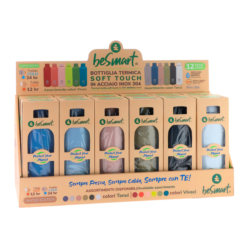 BORRACCIA TERMICA SOFT TOUCH IN ACCIAIO INOX 500ML COLORE TENUE