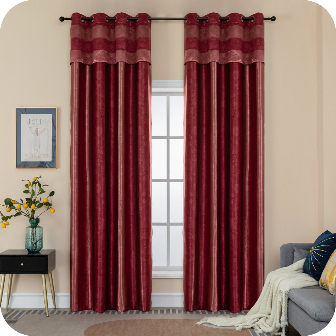 TENDA OSCURANTE MOTIVO ROSE TONO SU TONO 1 PANNELLO 140X285CM BORDEAUX