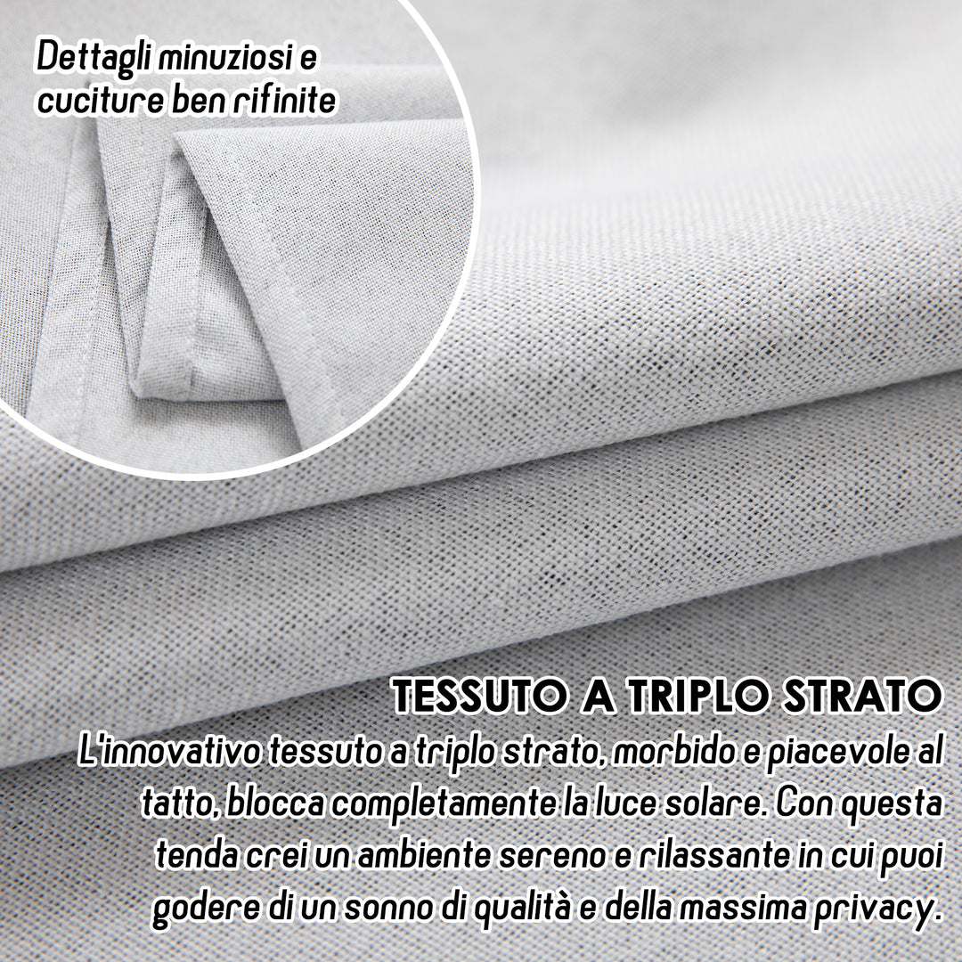 TENDA BARBADOS TOTALMENTE OSCURANTE 1 PANNELLO 140X240CM BIANCO FUMO