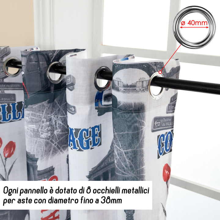 TENDA SEMI COPRENTE STAMPA VINTAGE 1 PANNELLO 140X280CM PARIGI