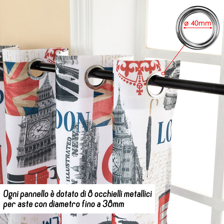 TENDA SEMI COPRENTE STAMPA VINTAGE 1 PANNELLO 140X280CM LONDRA
