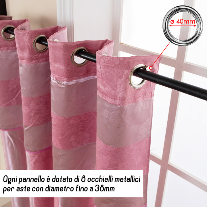 TENDA OSCURANTE MOTIVO ROSE TONO SU TONO 1 PANNELLO 140X285CM ROSA