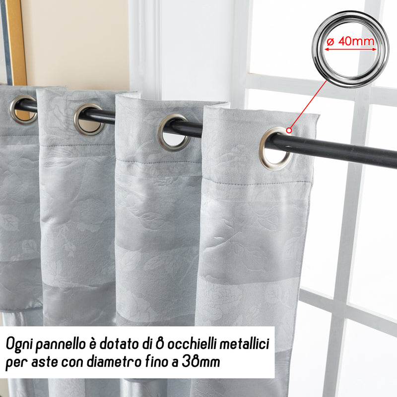 TENDA OSCURANTE MOTIVO ROSE TONO SU TONO 140X285CM ARGENTO