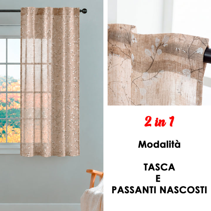 COPPIA TENDE ANTIGUA SEMI FILTRANTI FANTASIA MAGNOLIA 2X70X150CM MAGGESE