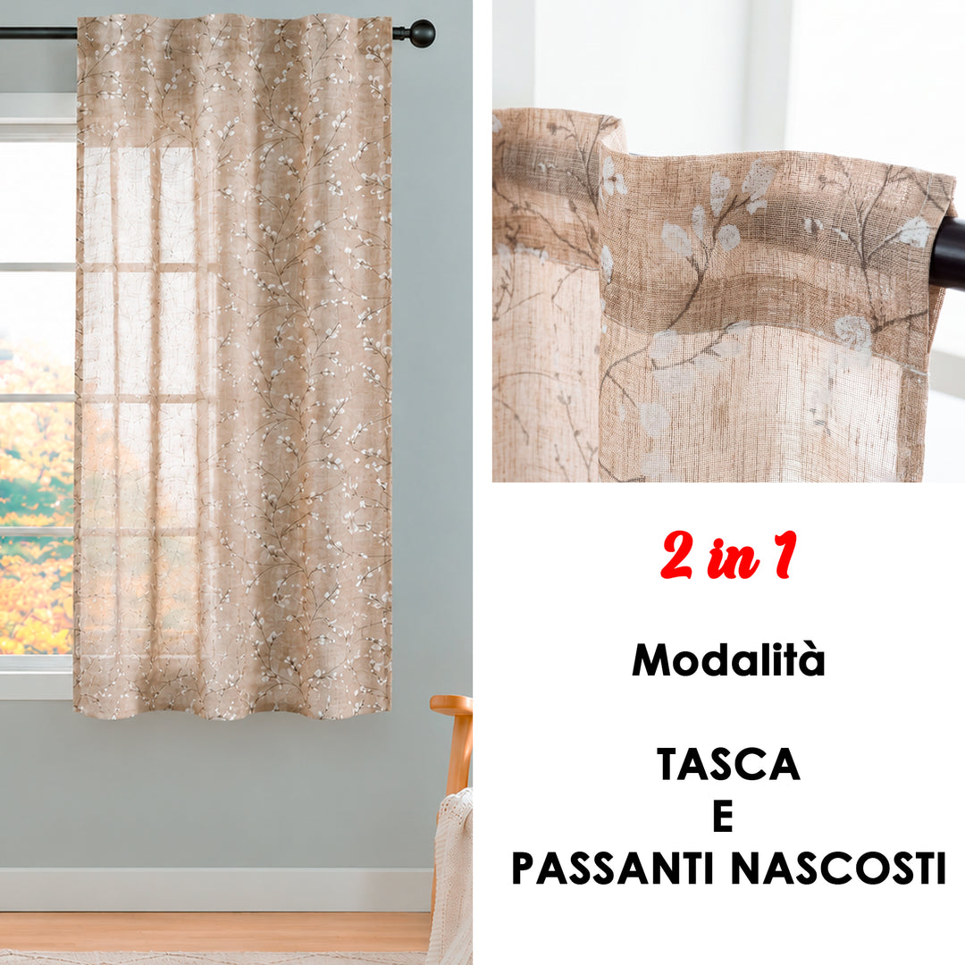 COPPIA TENDE ANTIGUA SEMI FILTRANTI FANTASIA MAGNOLIA 2X55X150CM MAGGESE