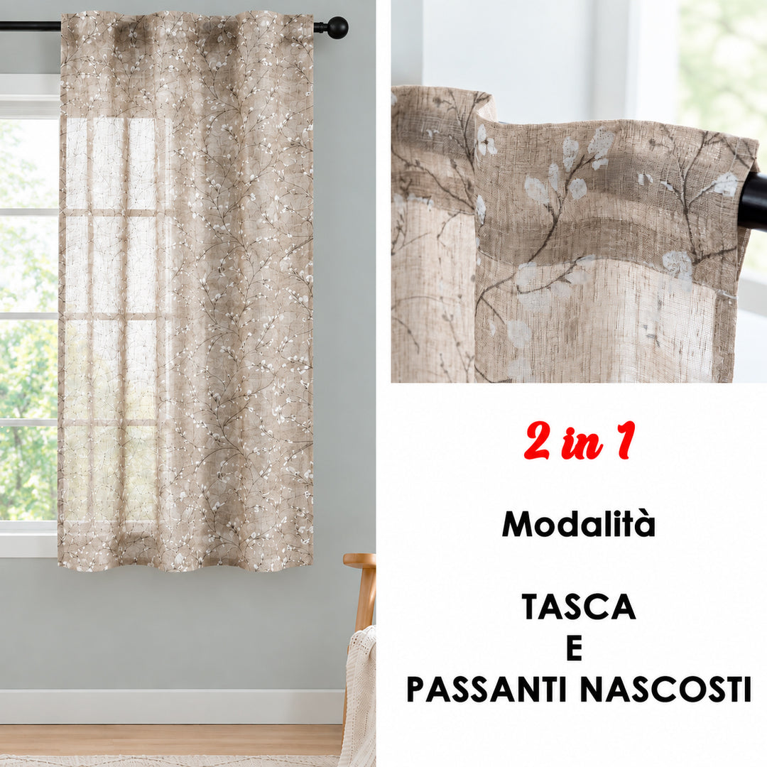 COPPIA TENDE ANTIGUA SEMI FILTRANTI FANTASIA MAGNOLIA 2X55X150CM MAGGESE