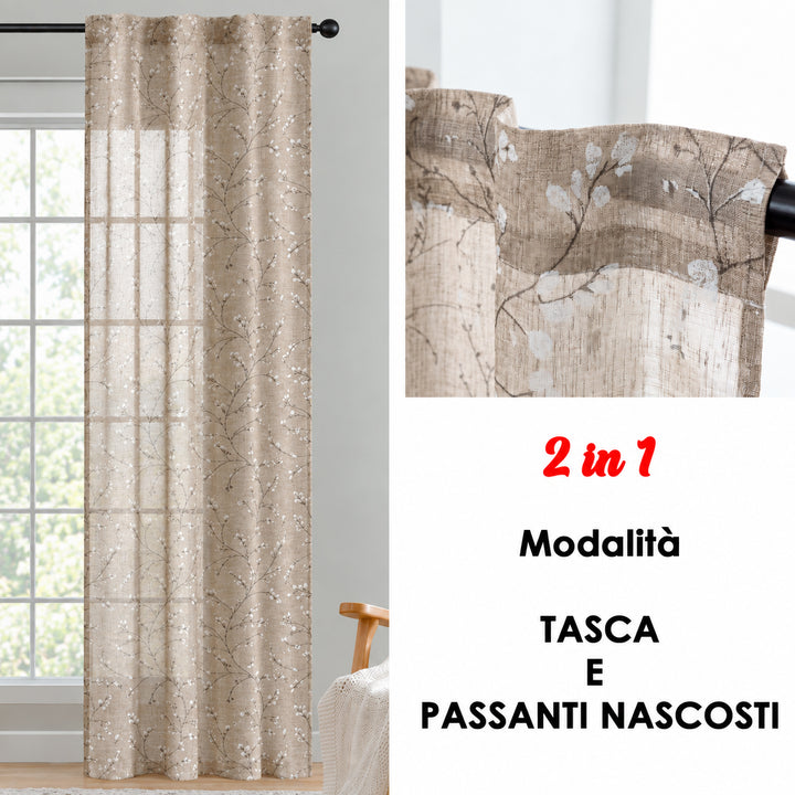 COPPIA TENDE ANTIGUA SEMI FILTRANTI FANTASIA MAGNOLIA 2X55X220CM MAGGESE