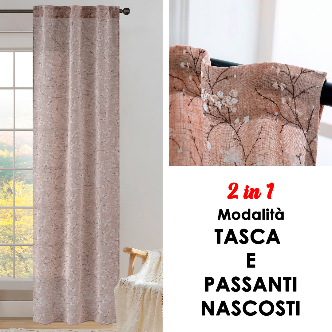 COPPIA TENDE ANTIGUA SEMI FILTRANTI FANTASIA MAGNOLIA 2X70X220CM MAGGESE