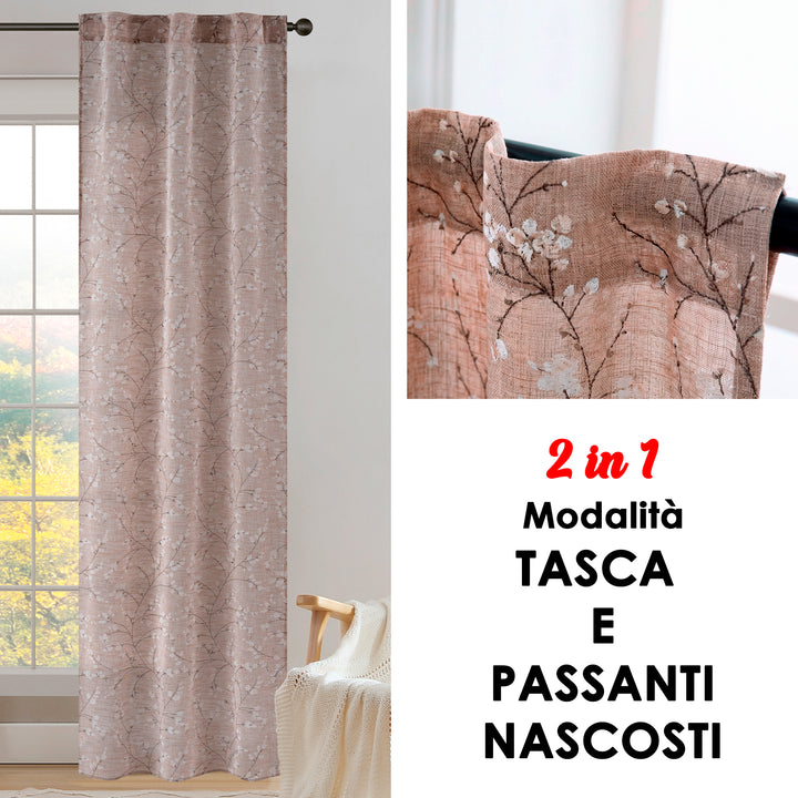 COPPIA TENDE ANTIGUA SEMI FILTRANTI FANTASIA MAGNOLIA 2X70X150CM MAGGESE