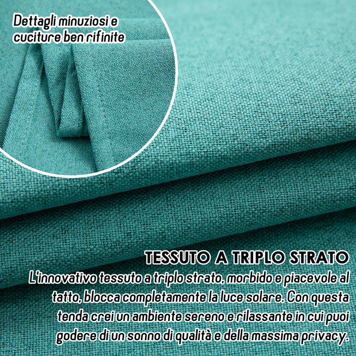 TENDA BARBADOS TOTALMENTE OSCURANTE 1 PANNELLO 140X150CM VERDE ACQUA