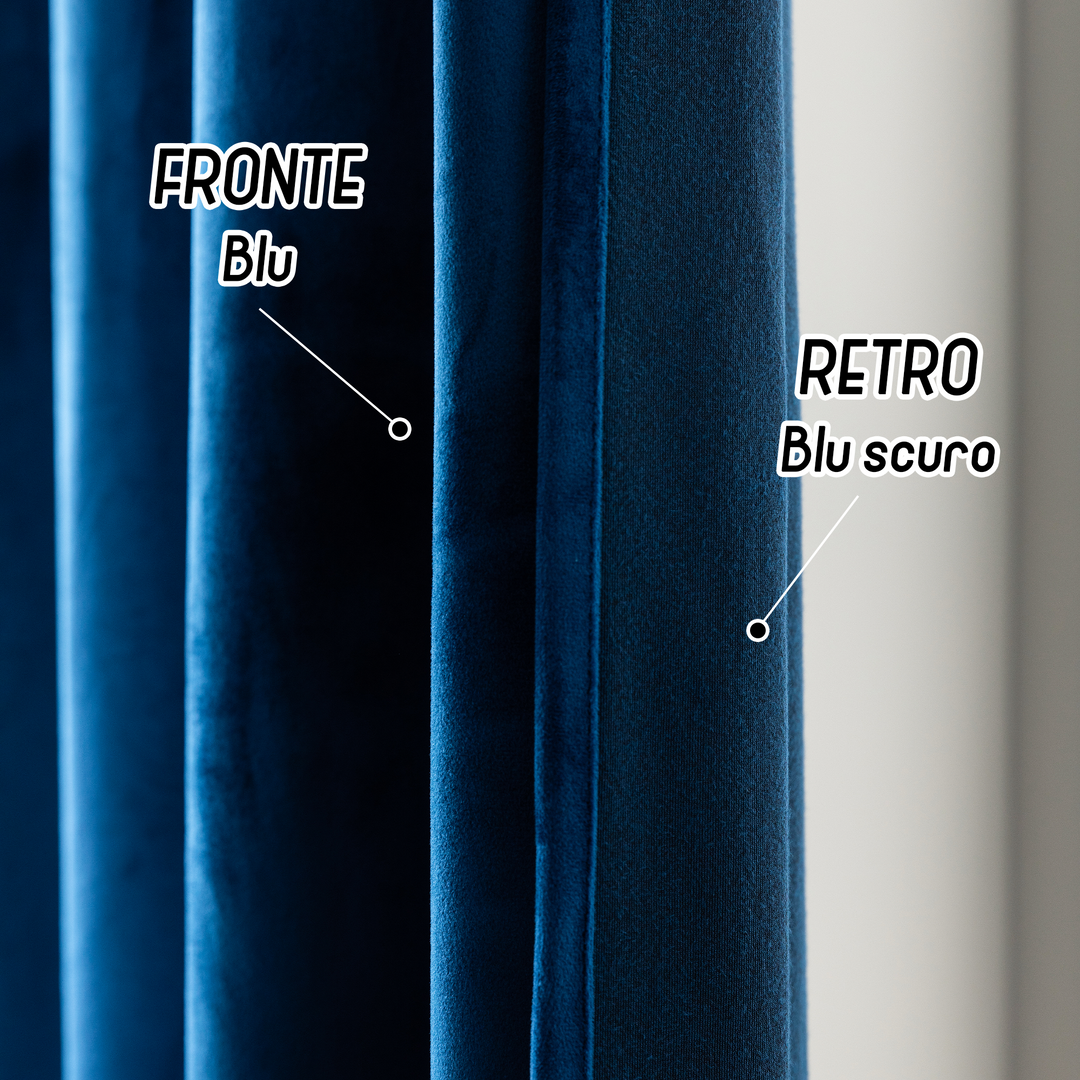 TENDA ADELAIDE OSCURANTE IN VELLUTO 2X70X130CM BLU