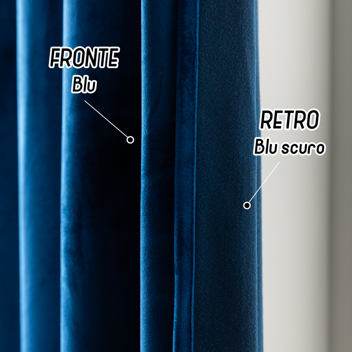 TENDA ADELAIDE OSCURANTE IN VELLUTO 2X70X130CM BLU