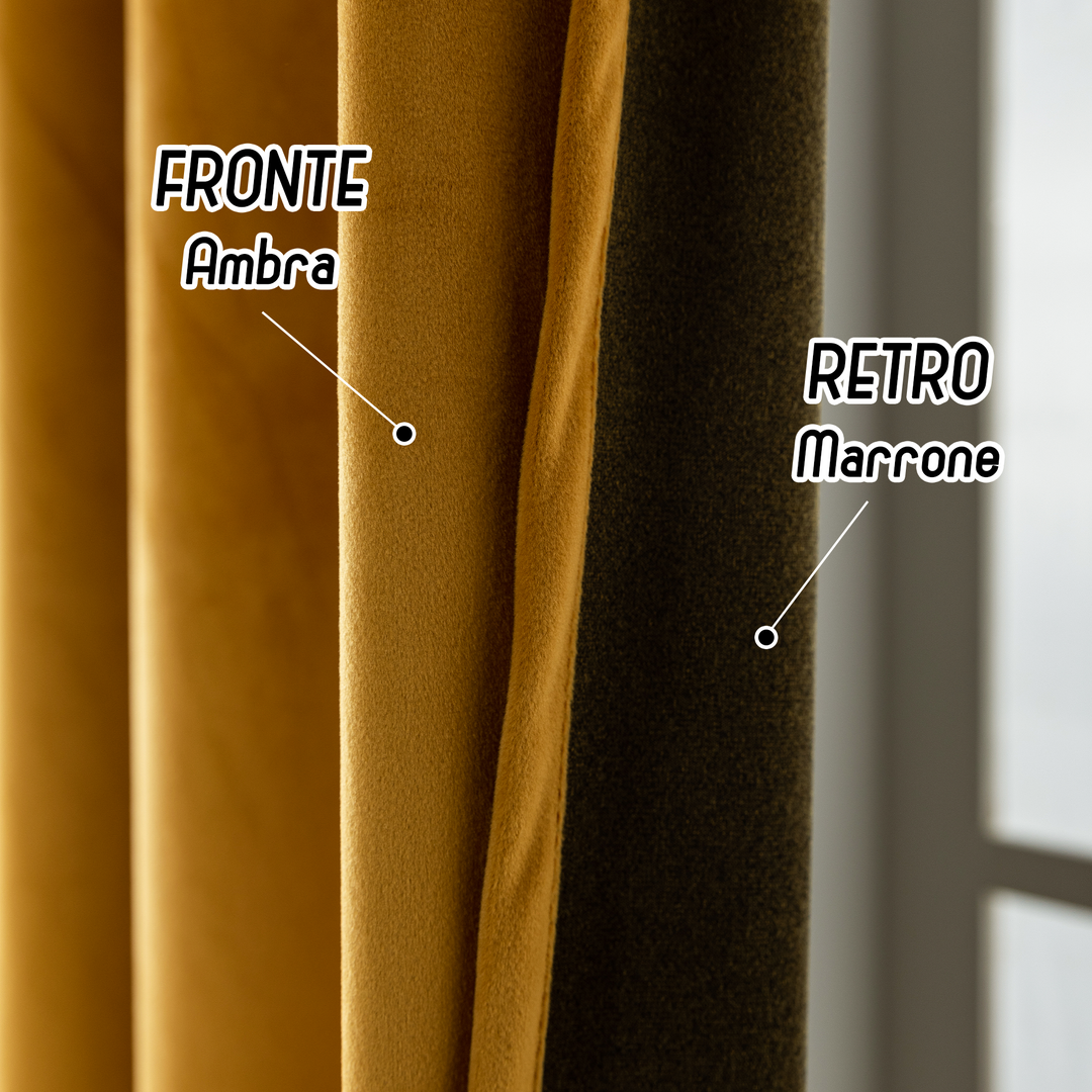 TENDA ADELAIDE OSCURANTE IN VELLUTO 1 PANNELLO 140X220CM AMBRA