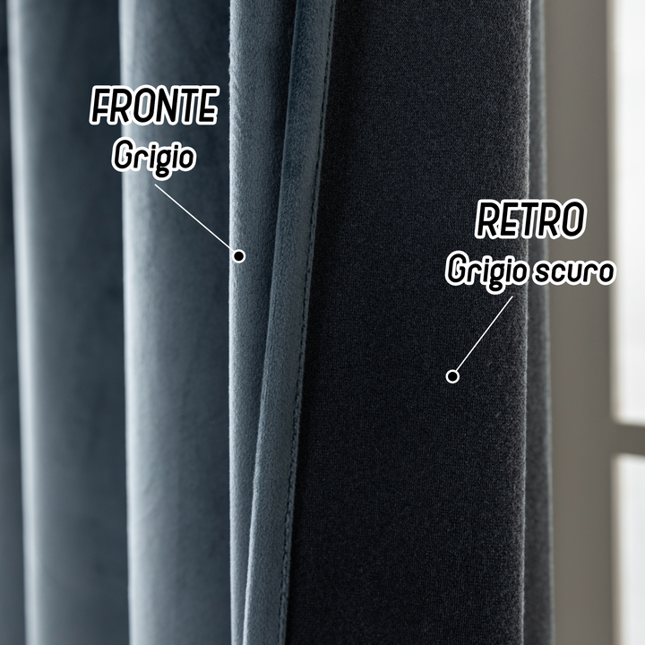 TENDA ADELAIDE OSCURANTE IN VELLUTO 2X70X240CM GRIGIO