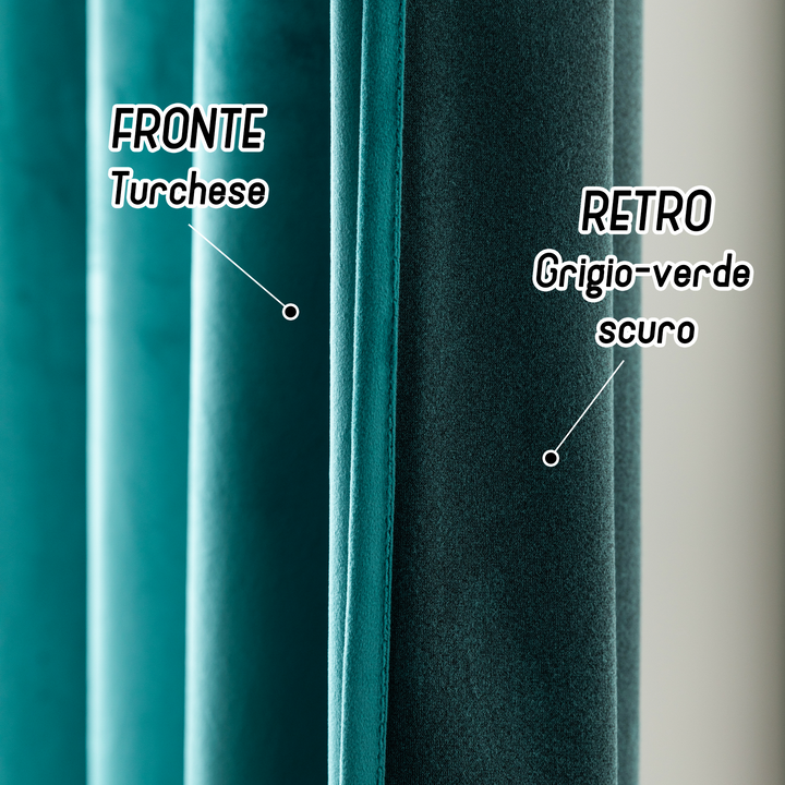 TENDA ADELAIDE OSCURANTE IN VELLUTO 1 PANNELLO 140X280CM TURCHESE