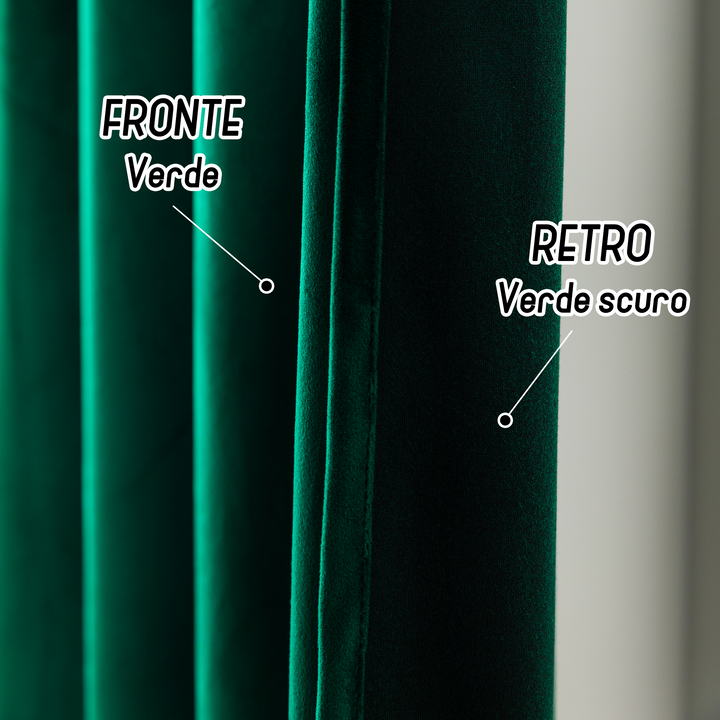 TENDA ADELAIDE OSCURANTE IN VELLUTO 1 PANNELLO 140X240CM VERDE