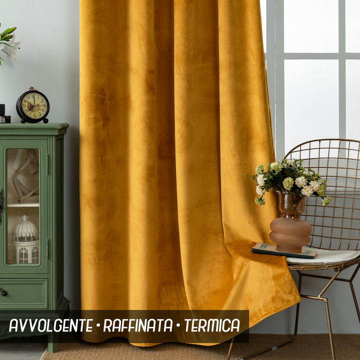 TENDA ADELAIDE OSCURANTE IN VELLUTO 1 PANNELLO 140X220CM AMBRA
