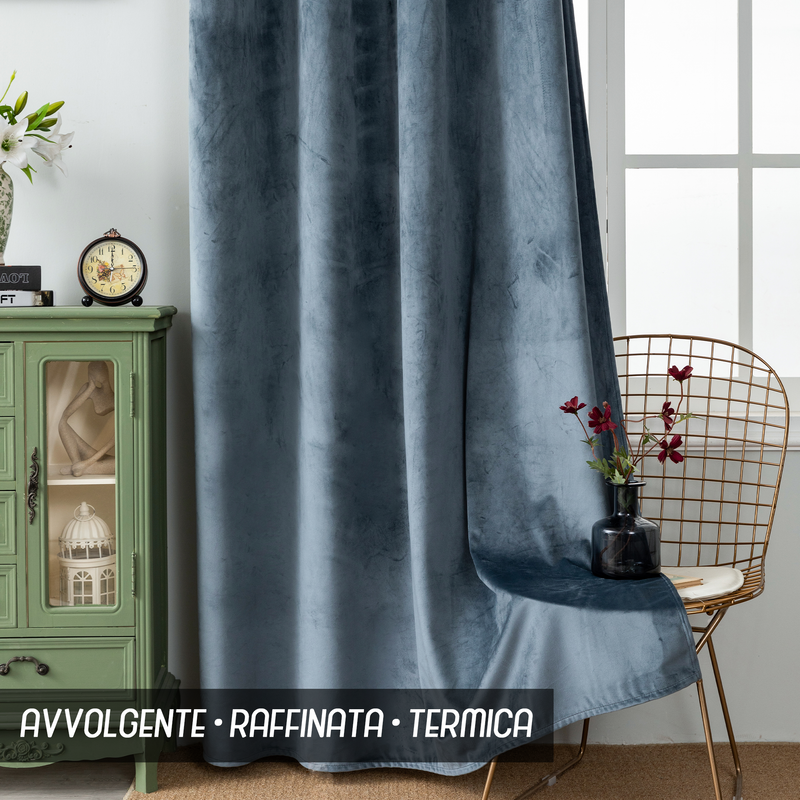 TENDA ADELAIDE OSCURANTE IN VELLUTO 140X240CM GRIGIO