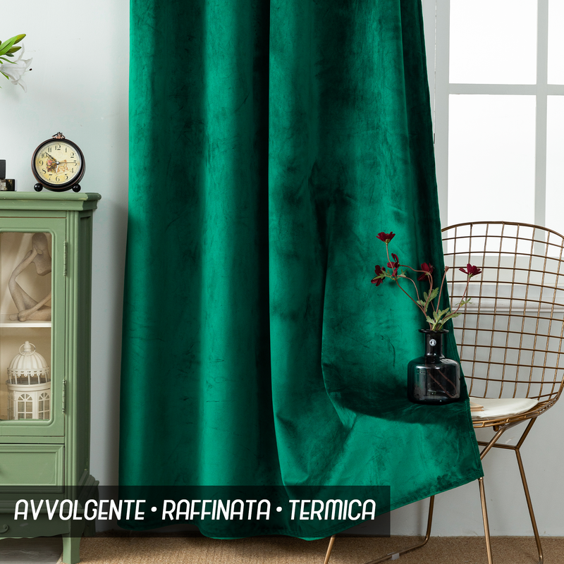 TENDA ADELAIDE OSCURANTE IN VELLUTO 140X240CM VERDE