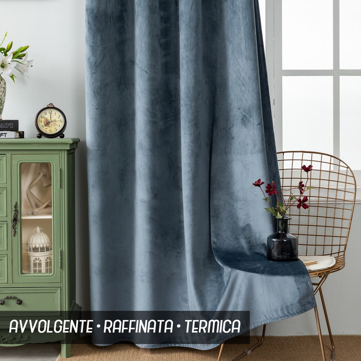 TENDA ADELAIDE OSCURANTE IN VELLUTO 1 PANNELLO 140X260CM GRIGIO