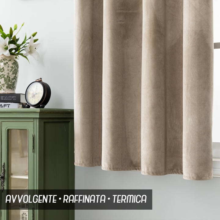 TENDA ADELAIDE OSCURANTE IN VELLUTO 1 PANNELLO 140X150CM TORTORA