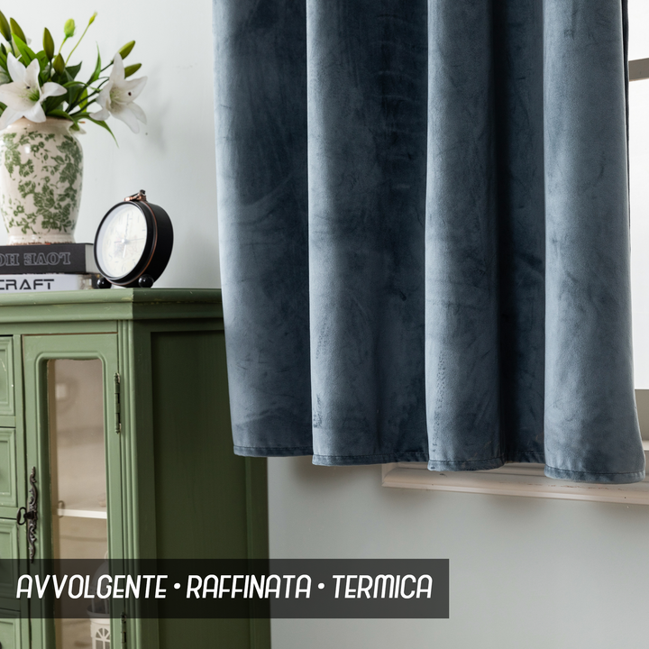 TENDA ADELAIDE OSCURANTE IN VELLUTO 1 PANNELLO 140X150CM GRIGIO