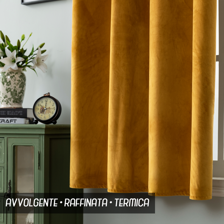 TENDA ADELAIDE OSCURANTE IN VELLUTO 1 PANNELLO 140X150CM AMBRA
