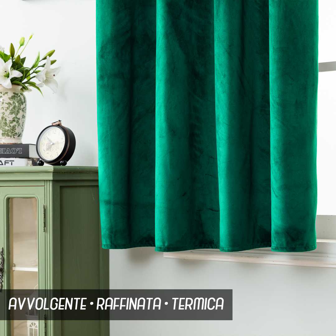 TENDA ADELAIDE OSCURANTE IN VELLUTO 1 PANNELLO 140X150CM VERDE