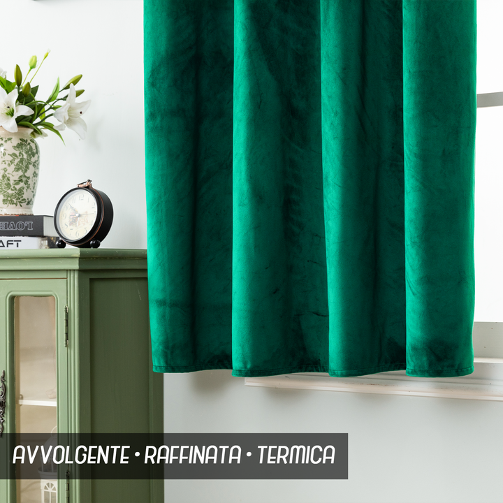 TENDA ADELAIDE OSCURANTE IN VELLUTO 1 PANNELLO 140X150CM VERDE
