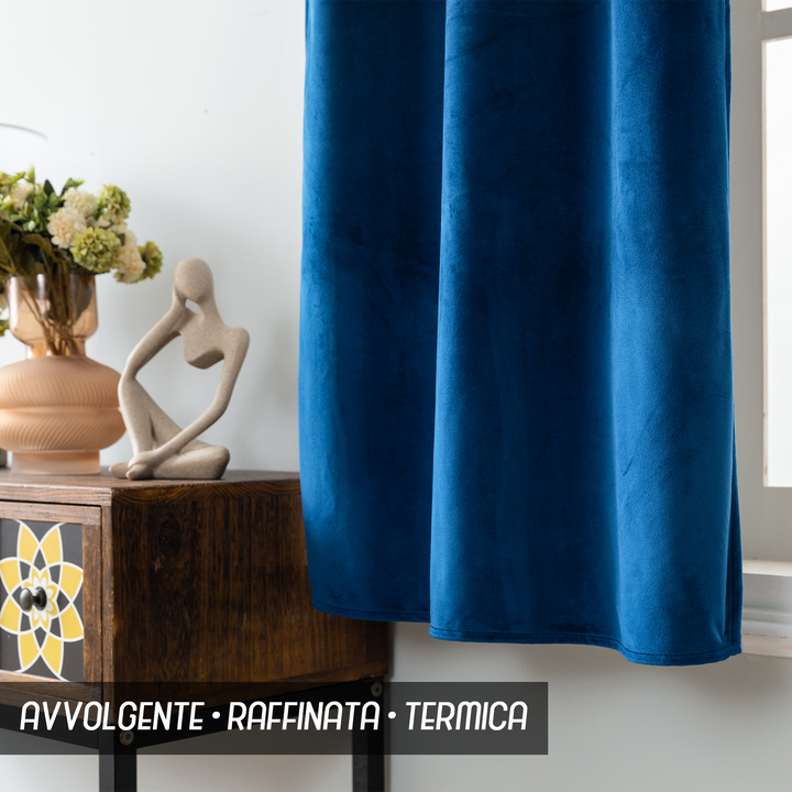 TENDA ADELAIDE OSCURANTE IN VELLUTO 2X70X150CM BLU