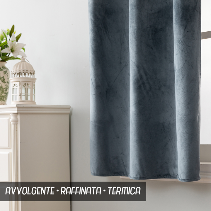 TENDA ADELAIDE OSCURANTE IN VELLUTO 2X70X150CM GRIGIO