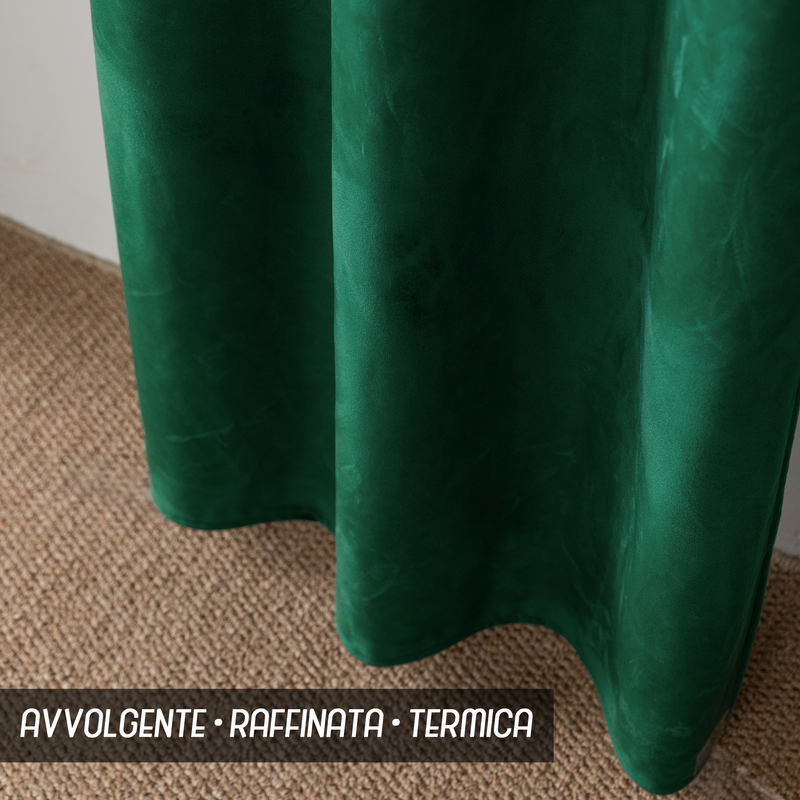 TENDA ADELAIDE OSCURANTE IN VELLUTO 2X70X220CM VERDE