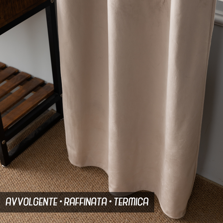 TENDA ADELAIDE OSCURANTE IN VELLUTO 2X70X240CM TORTORA