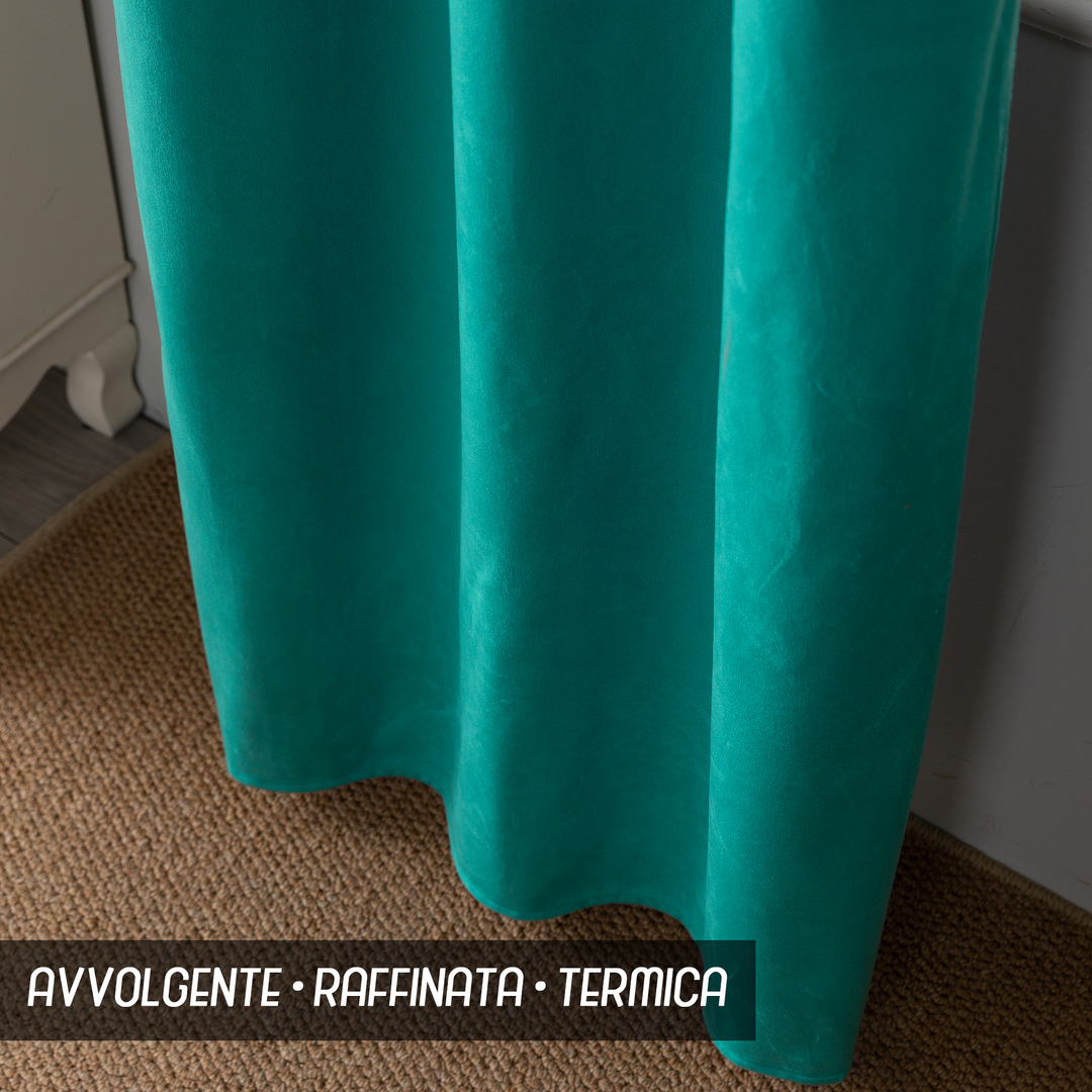 TENDA ADELAIDE OSCURANTE IN VELLUTO 2X70X240CM TURCHESE