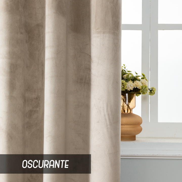 TENDA ADELAIDE OSCURANTE IN VELLUTO 1 PANNELLO 140X150CM TORTORA