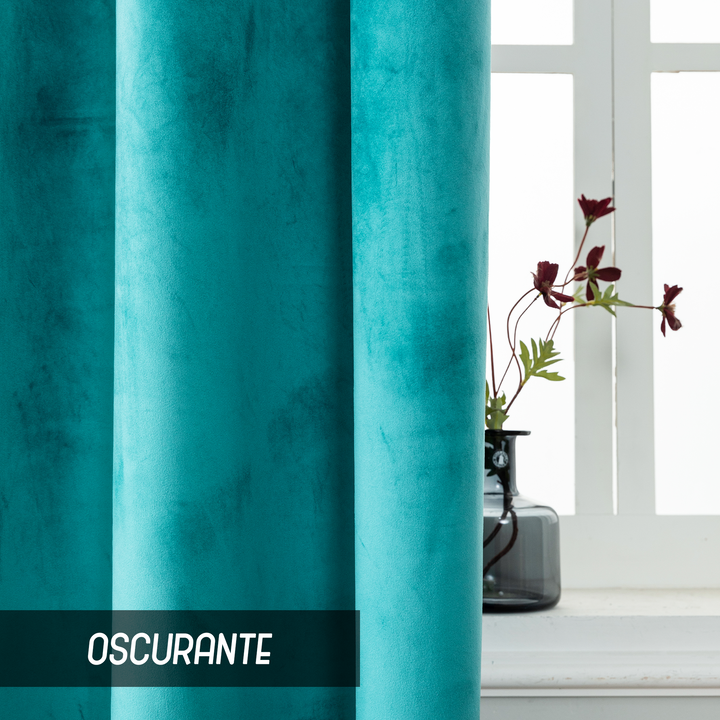 TENDA ADELAIDE OSCURANTE IN VELLUTO 1 PANNELLO 140X280CM TURCHESE