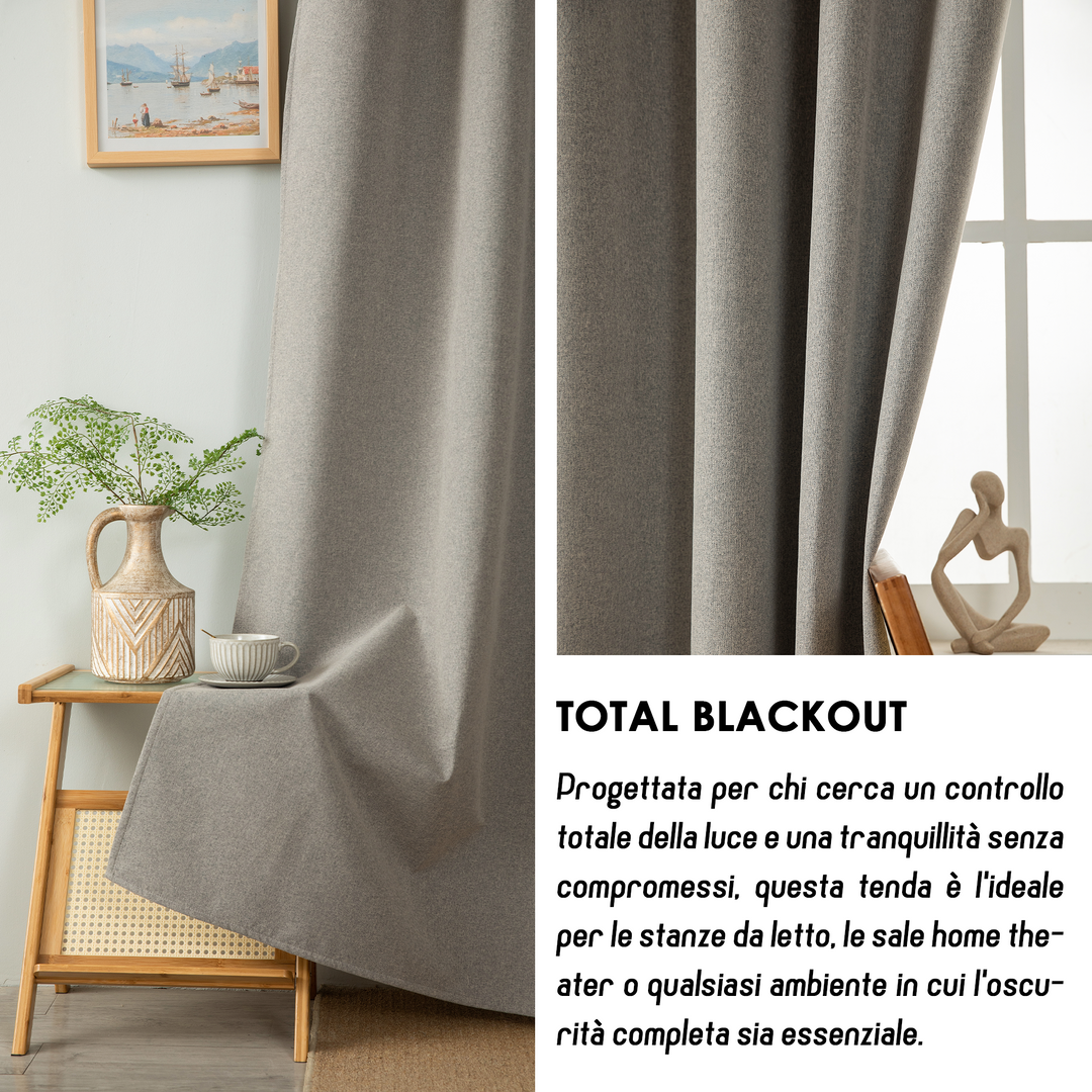 TENDA BARBADOS TOTALMENTE OSCURANTE 1 PANNELLO 140X300CM TORTORA