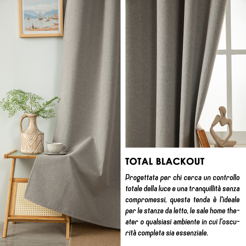 TENDA BARBADOS TOTALMENTE OSCURANTE 140X220CM TORTORA