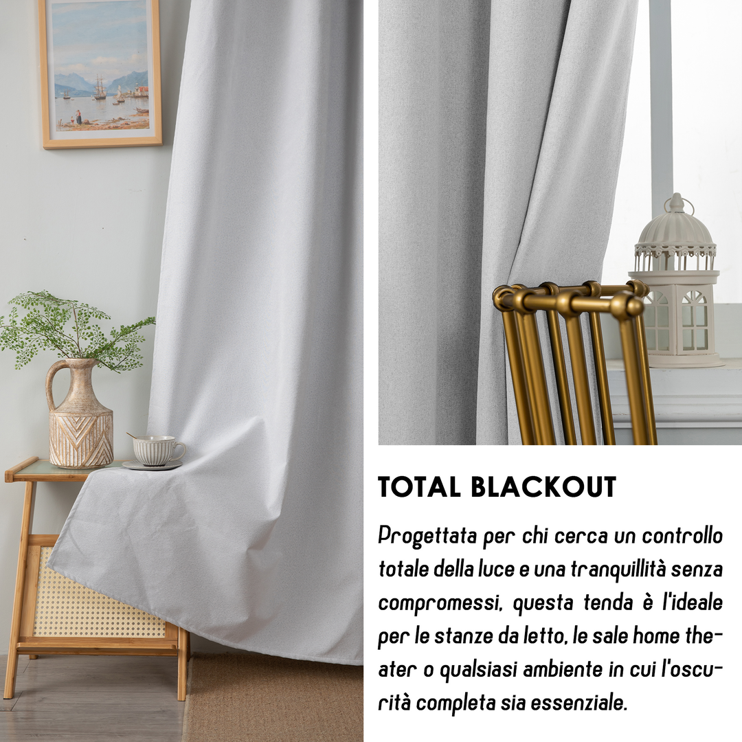 TENDA BARBADOS TOTALMENTE OSCURANTE 1 PANNELLO 140X240CM BIANCO FUMO