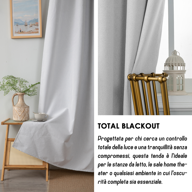 TENDA BARBADOS TOTALMENTE OSCURANTE 140X240CM BIANCO FUMO