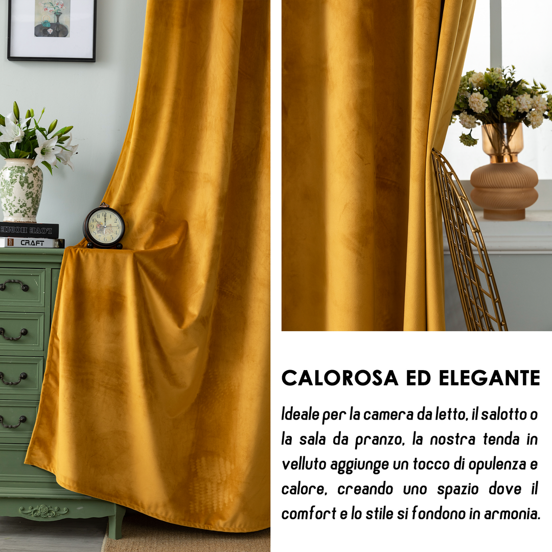 TENDA ADELAIDE OSCURANTE IN VELLUTO 1 PANNELLO 140X220CM AMBRA