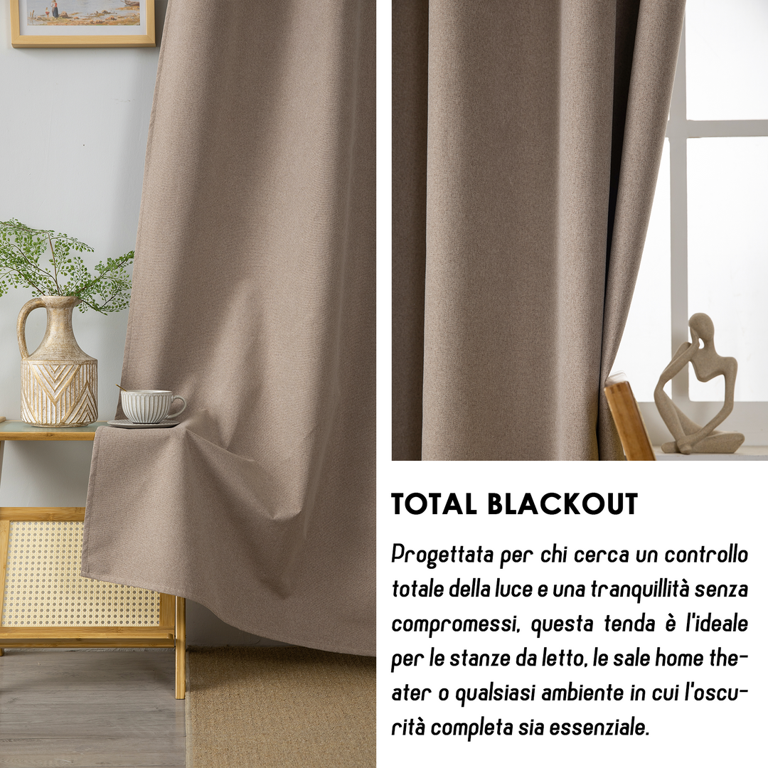 TENDA BARBADOS TOTALMENTE OSCURANTE 1 PANNELLO 140X300CM MARRONCINO