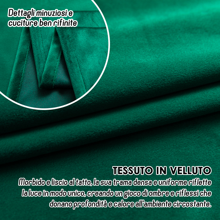 TENDA ADELAIDE OSCURANTE IN VELLUTO 1 PANNELLO 140X260CM VERDE