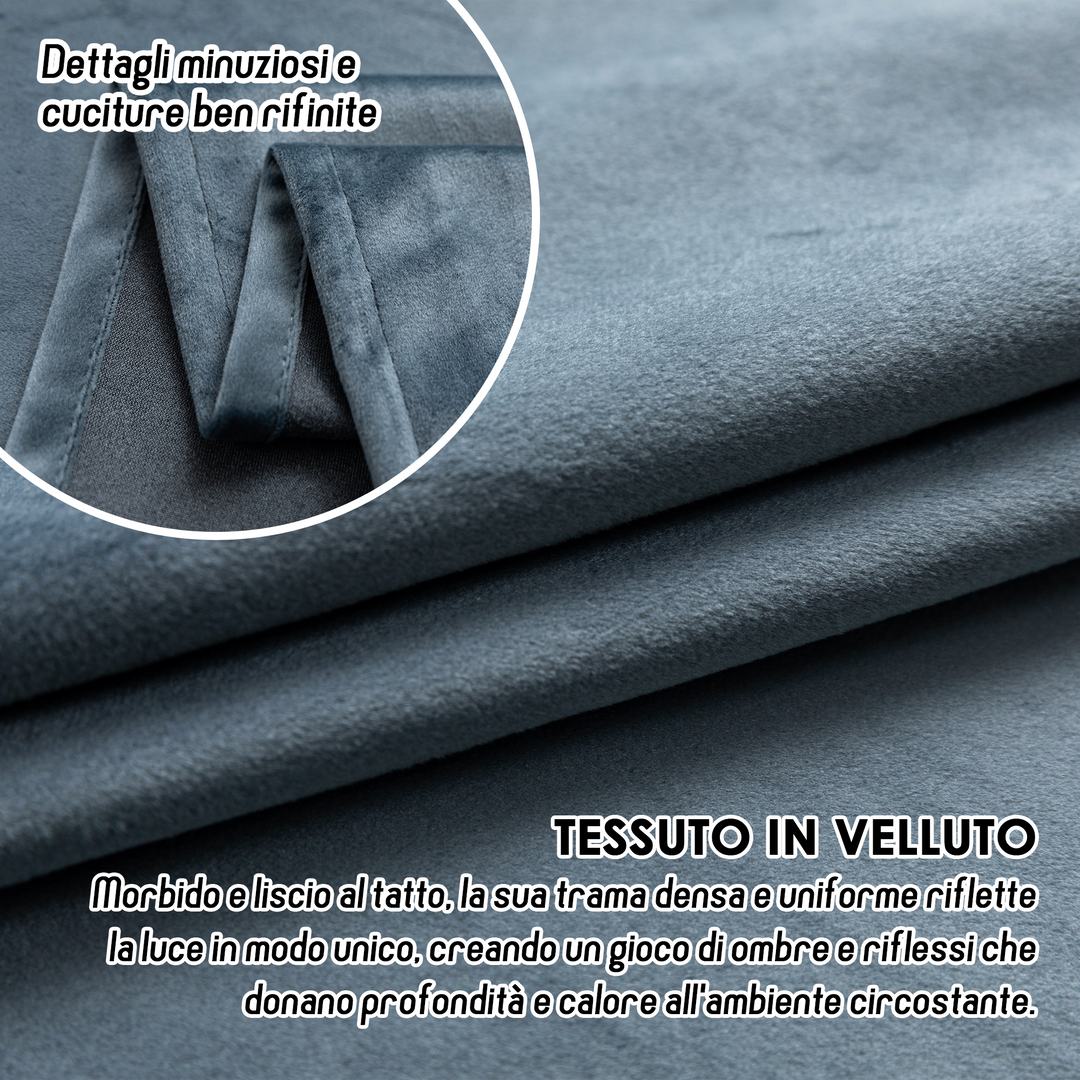 TENDA ADELAIDE OSCURANTE IN VELLUTO 1 PANNELLO 140X220CM GRIGIO