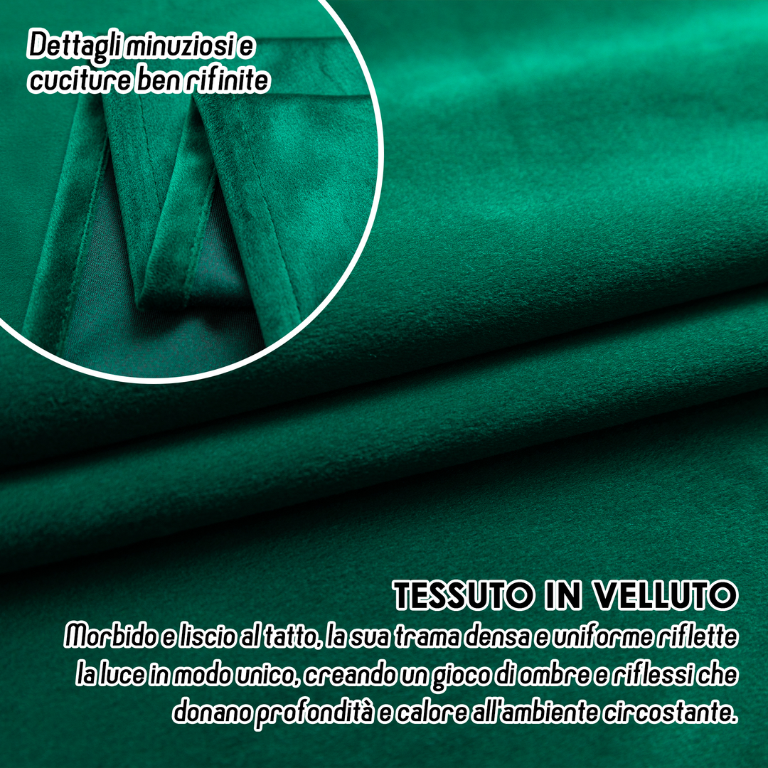 TENDA ADELAIDE OSCURANTE IN VELLUTO 1 PANNELLO 140X240CM VERDE